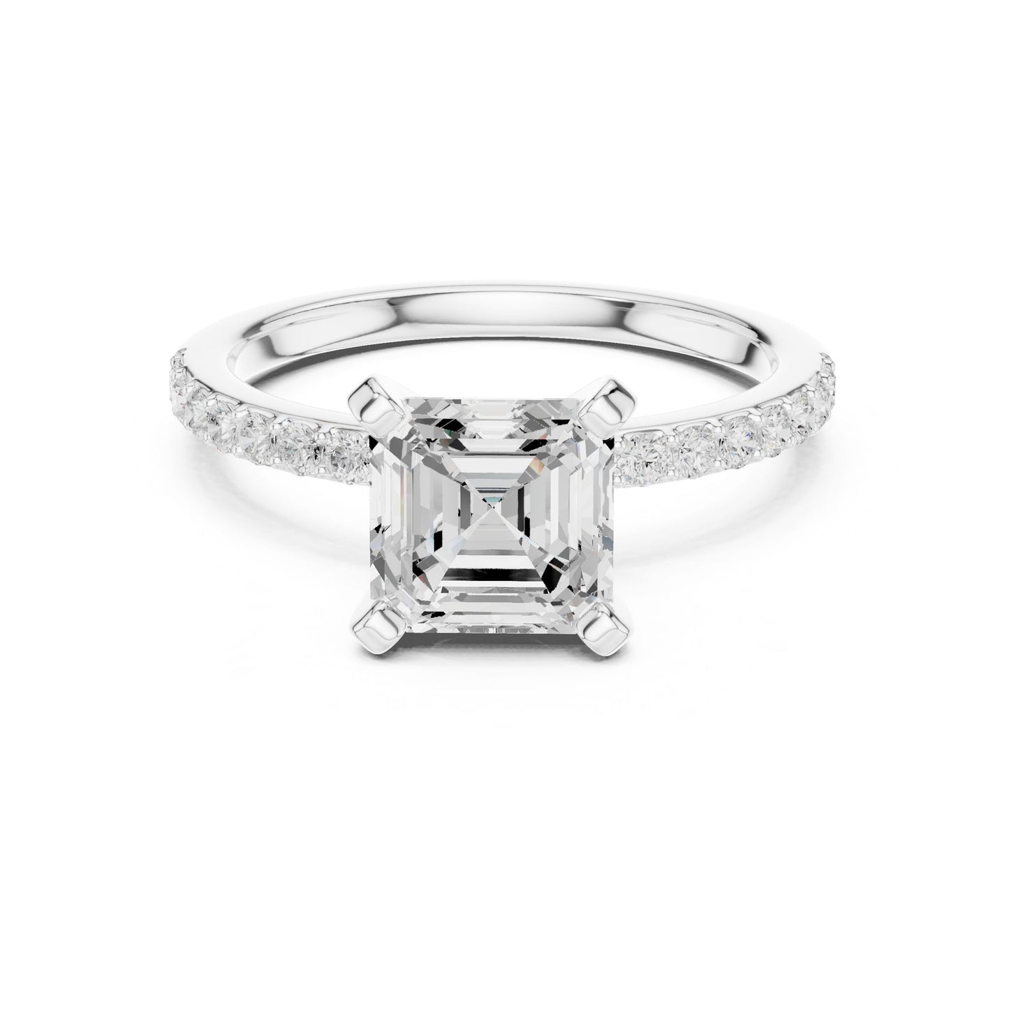 Emerald Lab Grown Diamond Pave Engagement Ring
