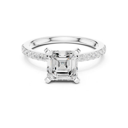 Emerald Lab Grown Diamond Pave Engagement Ring