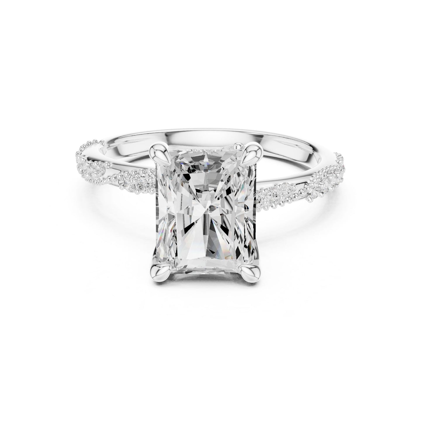 Emerald Lab Grown Diamond Pave Engagement Ring