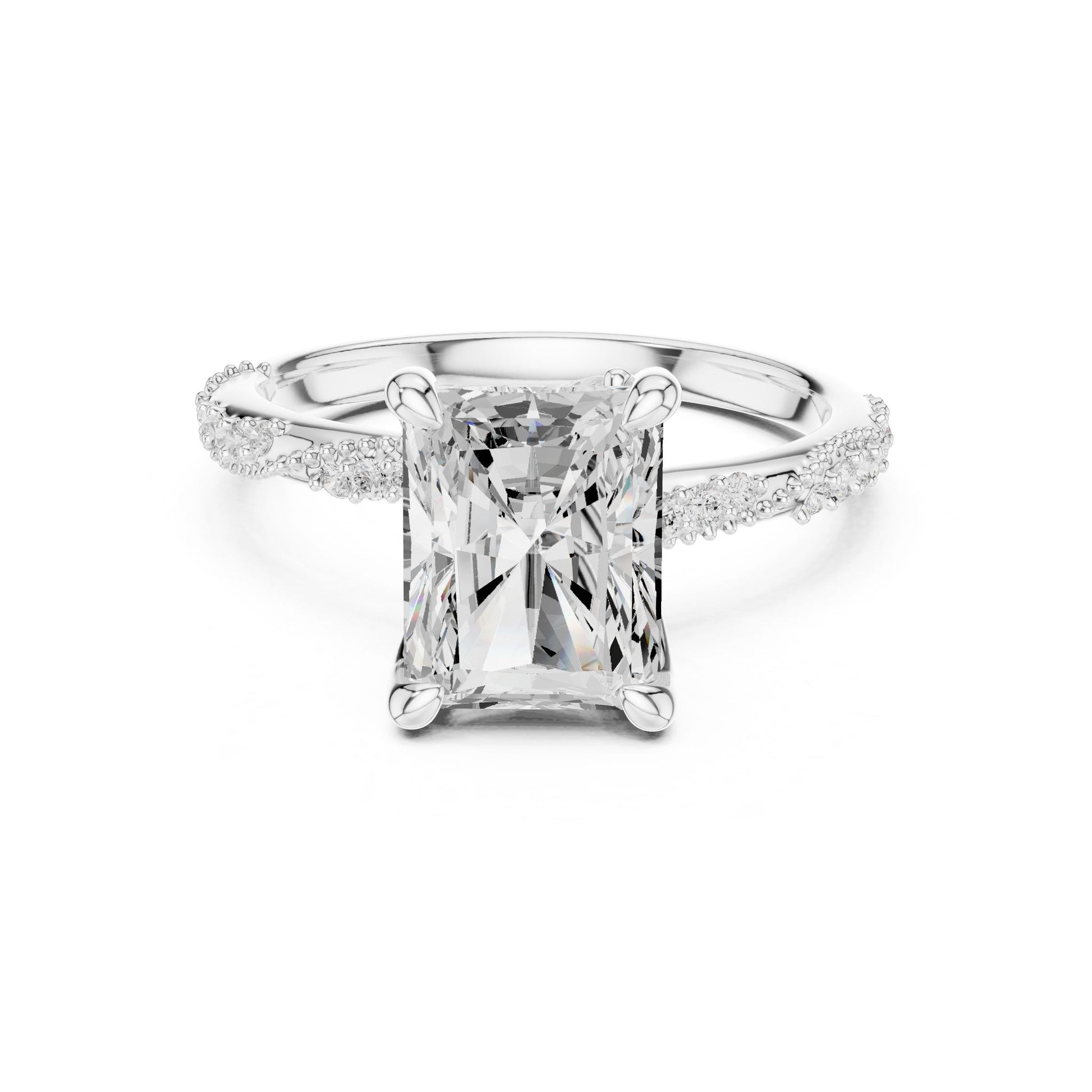 Emerald Lab Grown Diamond Pave Engagement Ring