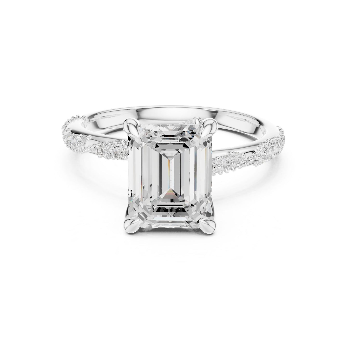 Emerald Lab Grown Diamond Pave Engagement Ring