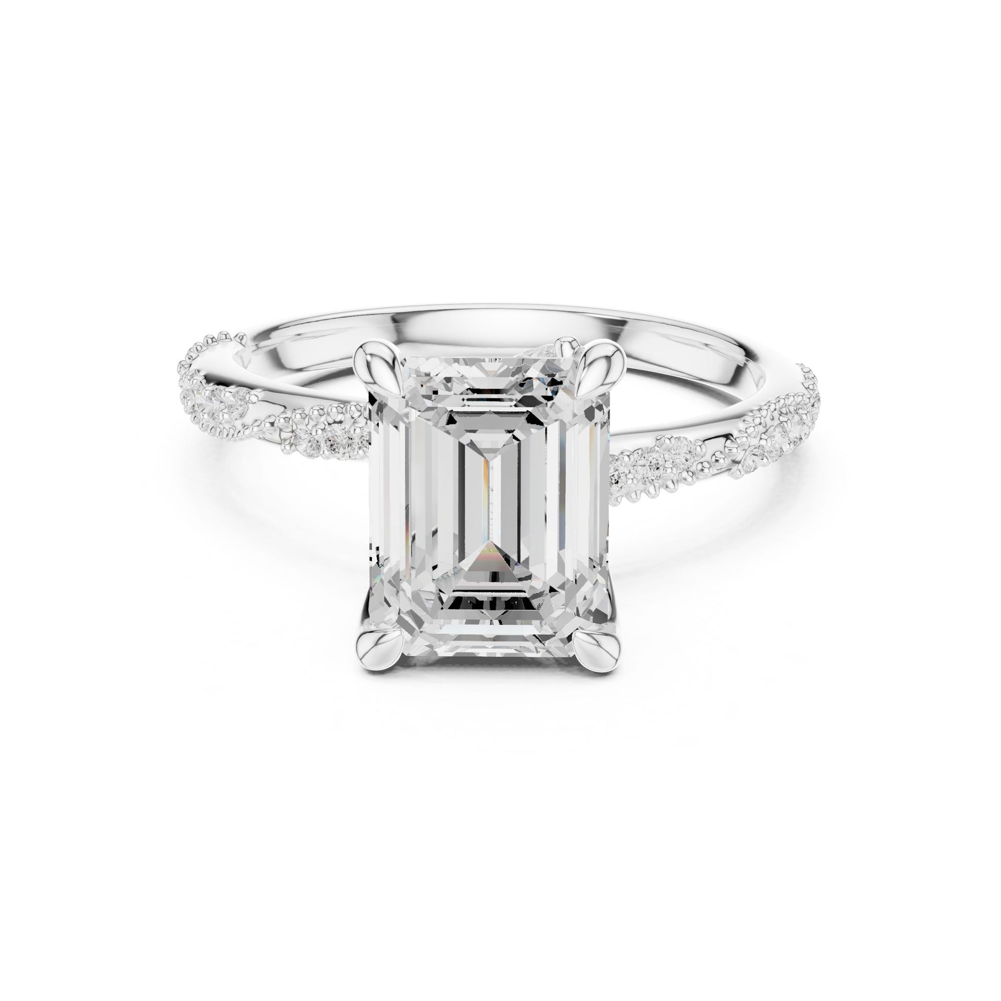 Emerald Lab Grown Diamond Pave Engagement Ring
