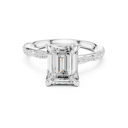 Emerald Lab Grown Diamond Pave Engagement Ring