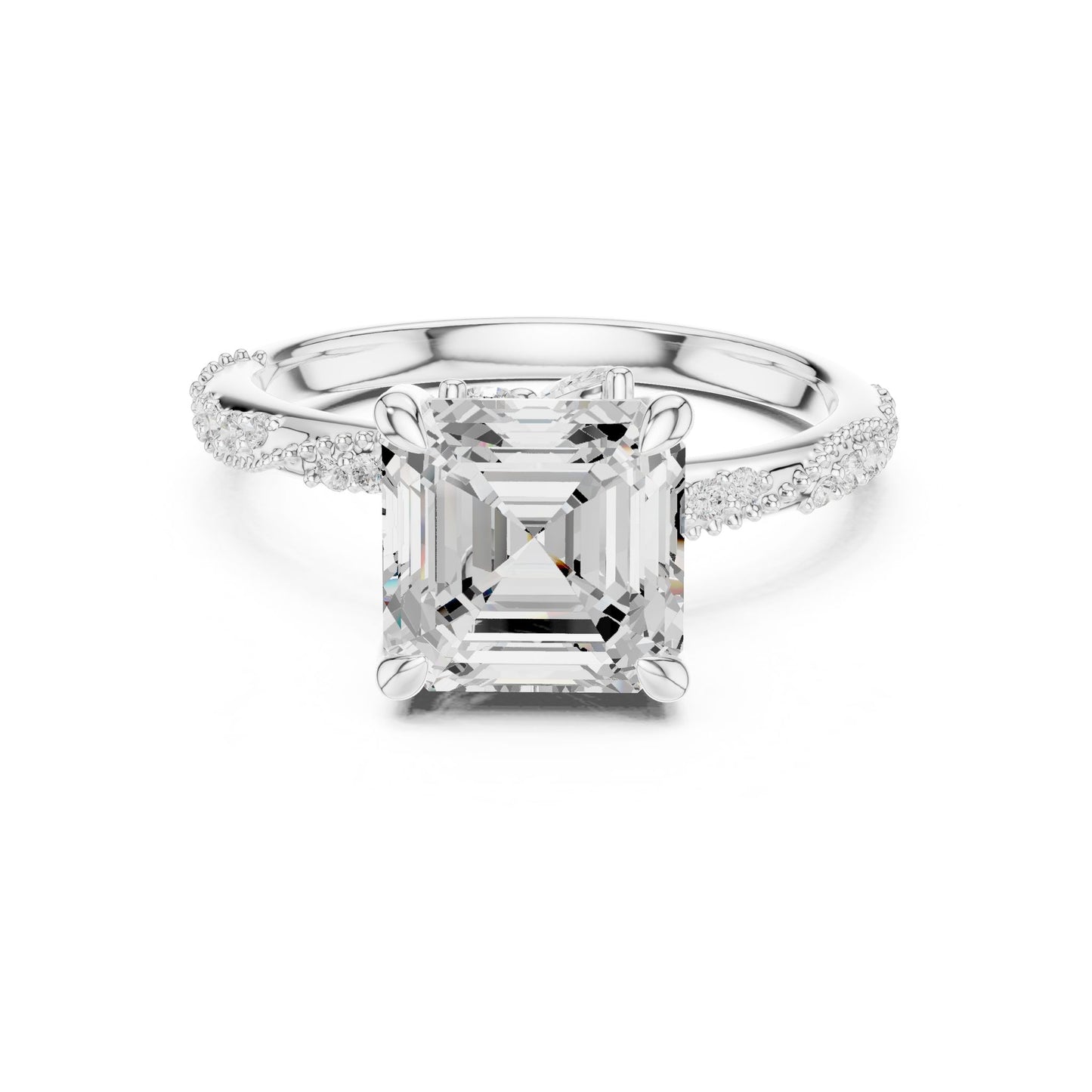 Emerald Lab Grown Diamond Pave Engagement Ring