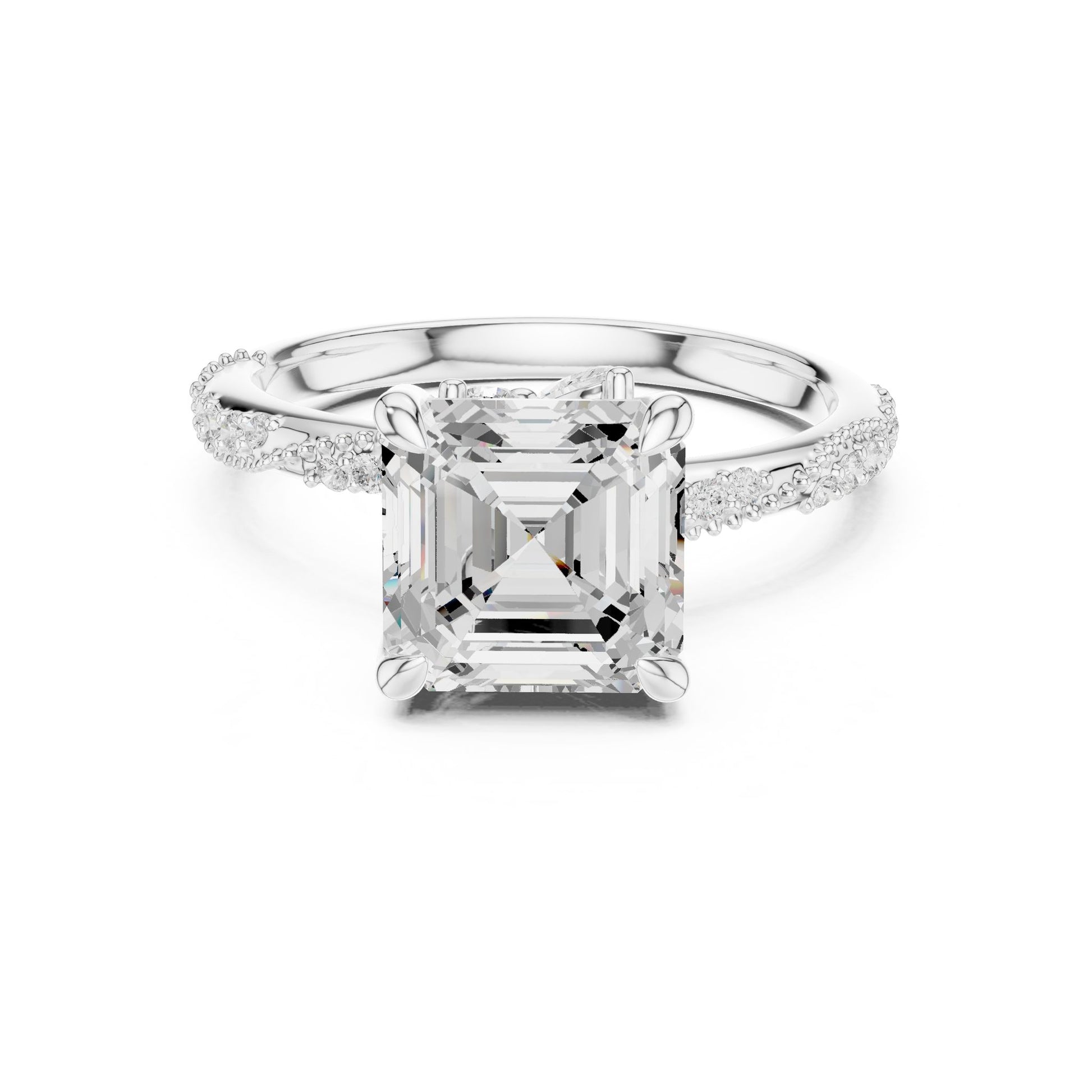Emerald Lab Grown Diamond Pave Engagement Ring