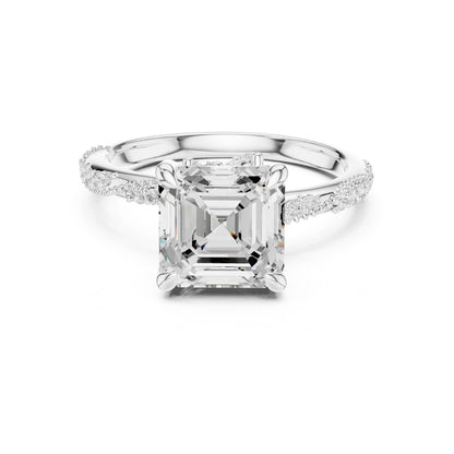 Emerald Lab Grown Diamond Pave Engagement Ring