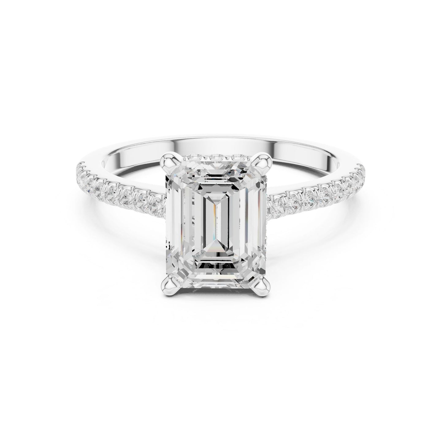 Emerald Lab Grown Diamond Pave Engagement Ring
