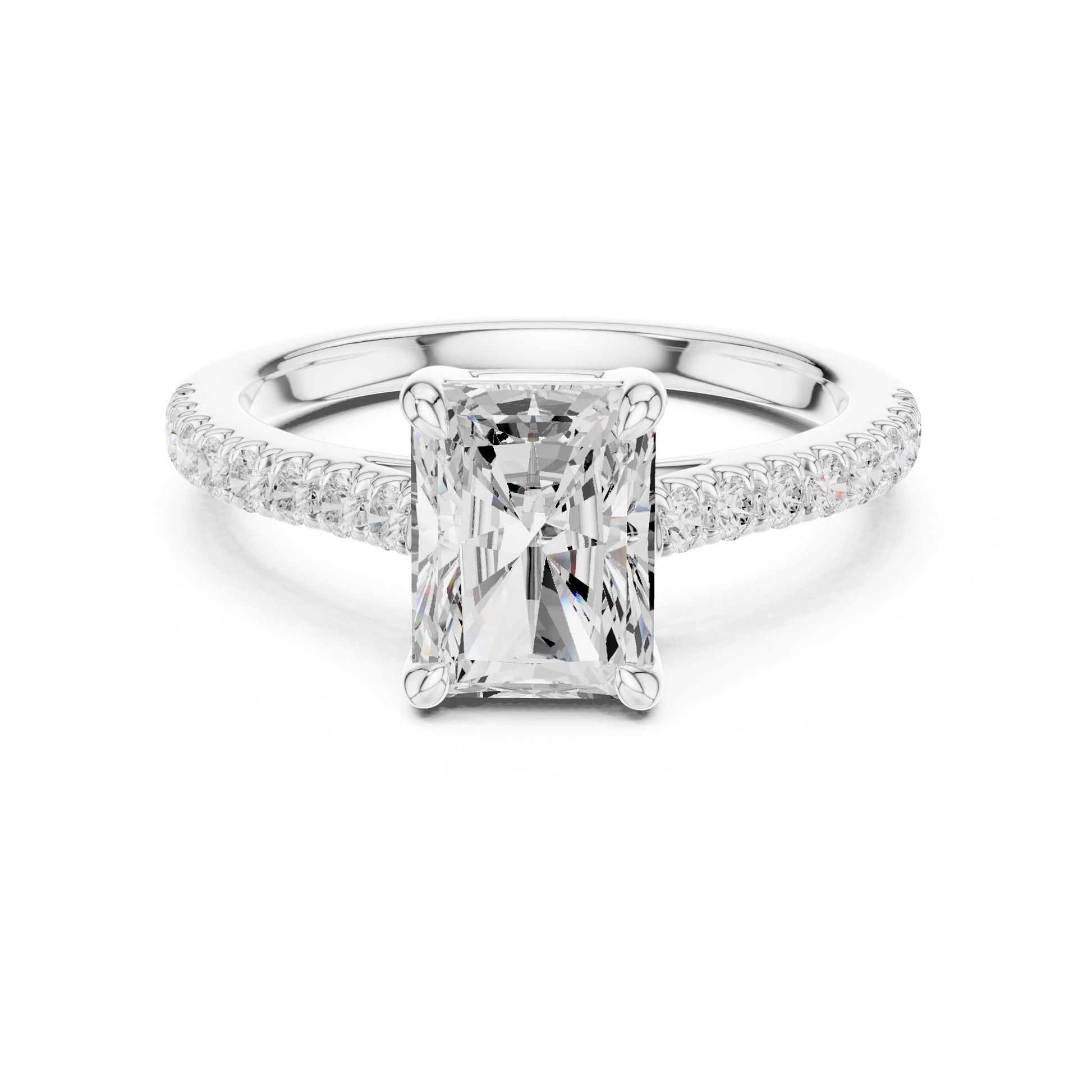 Emerald Lab Grown Diamond Pave Engagement Ring