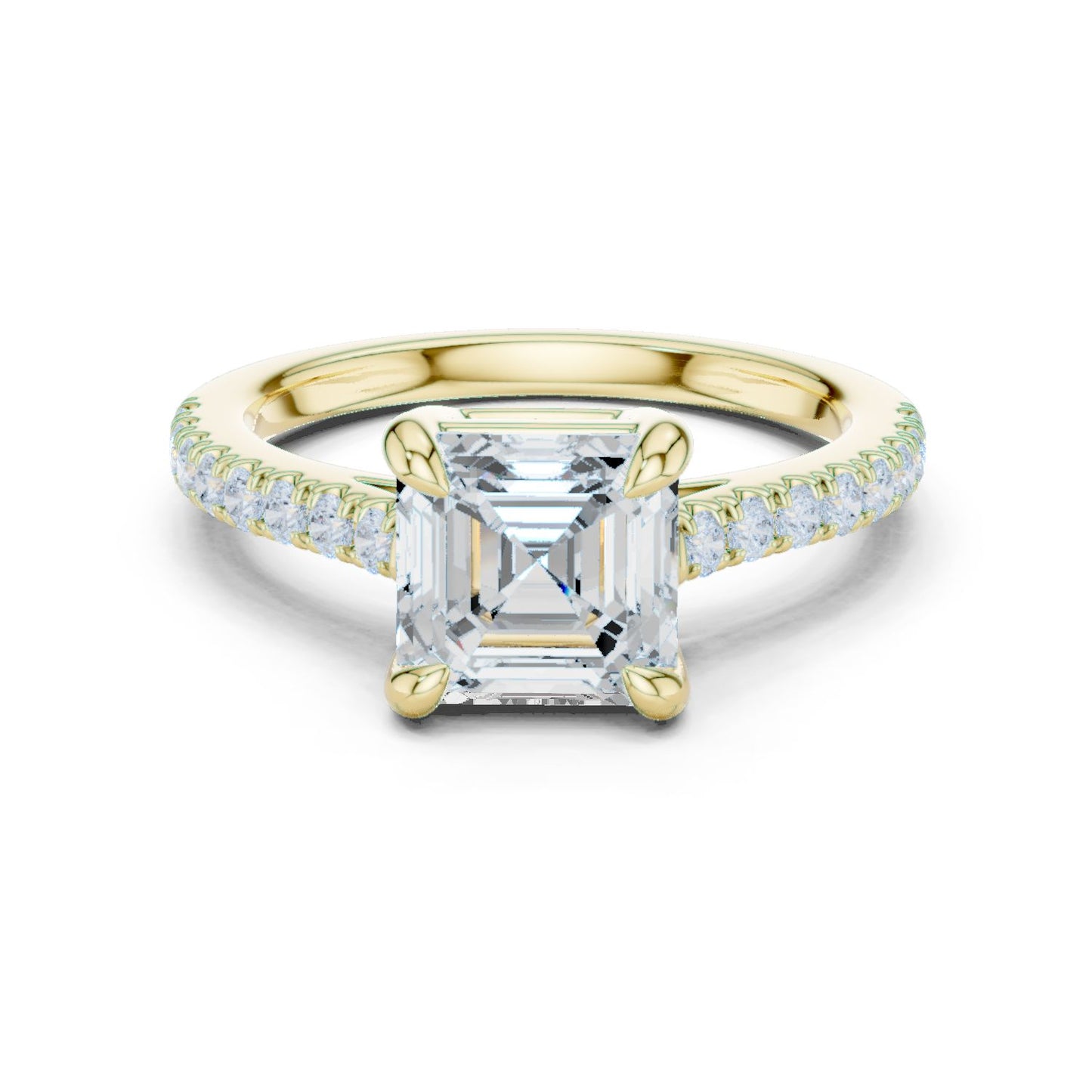 Emerald Lab Grown Diamond Pave Engagement Ring