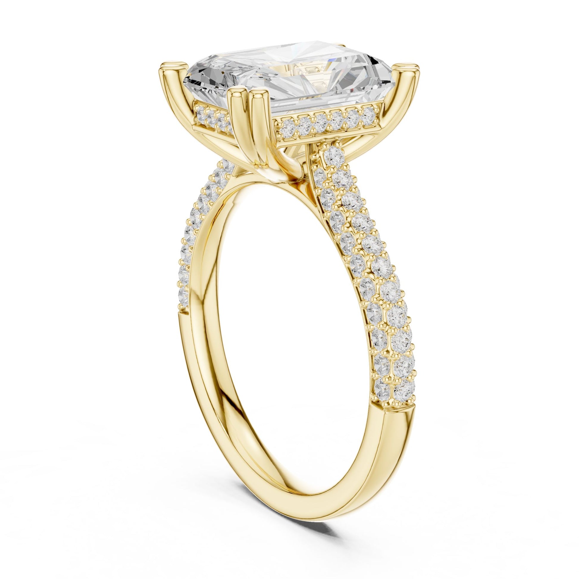 Emerald Lab Grown Diamond Pave Engagement Ring