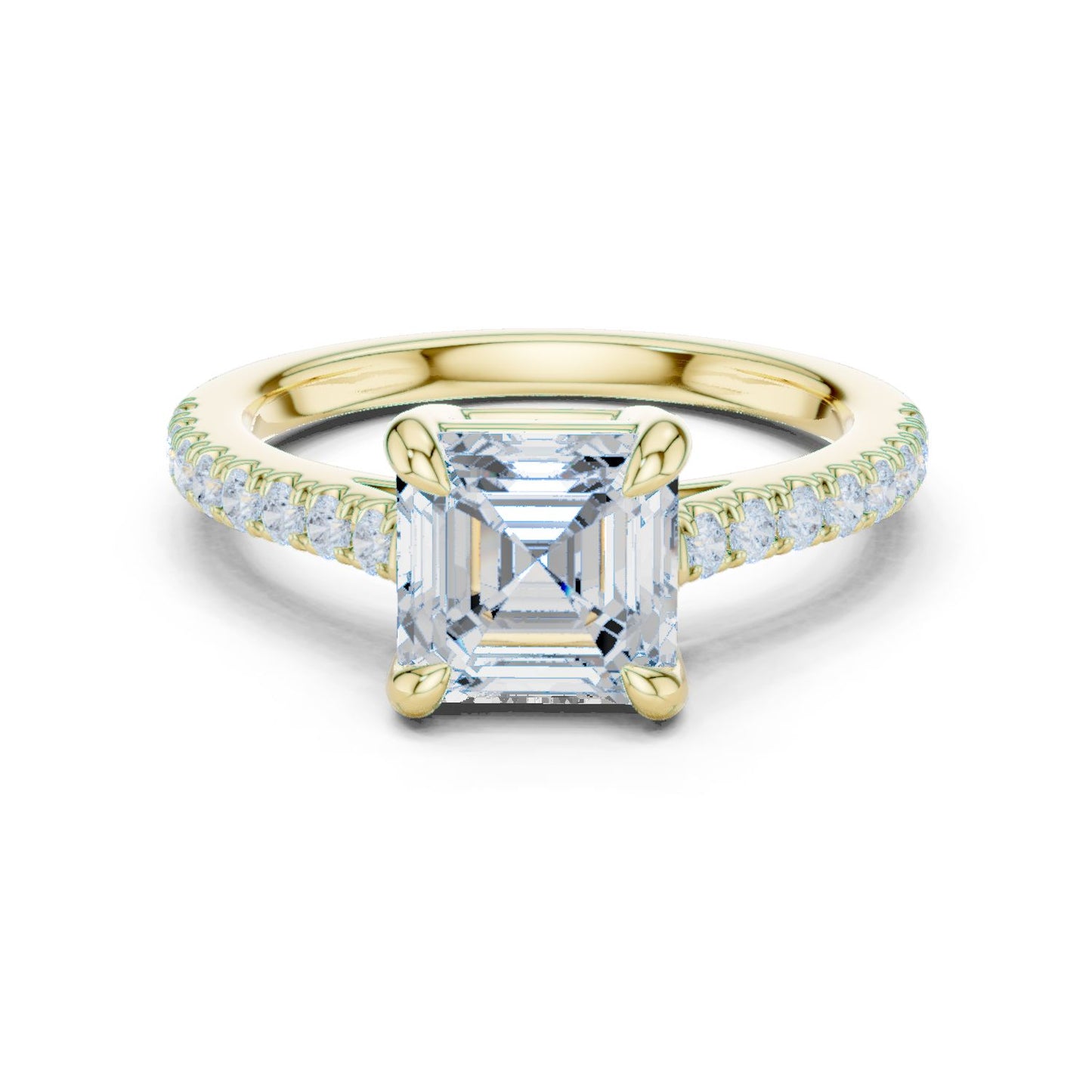 Emerald Lab Grown Diamond Pave Engagement Ring