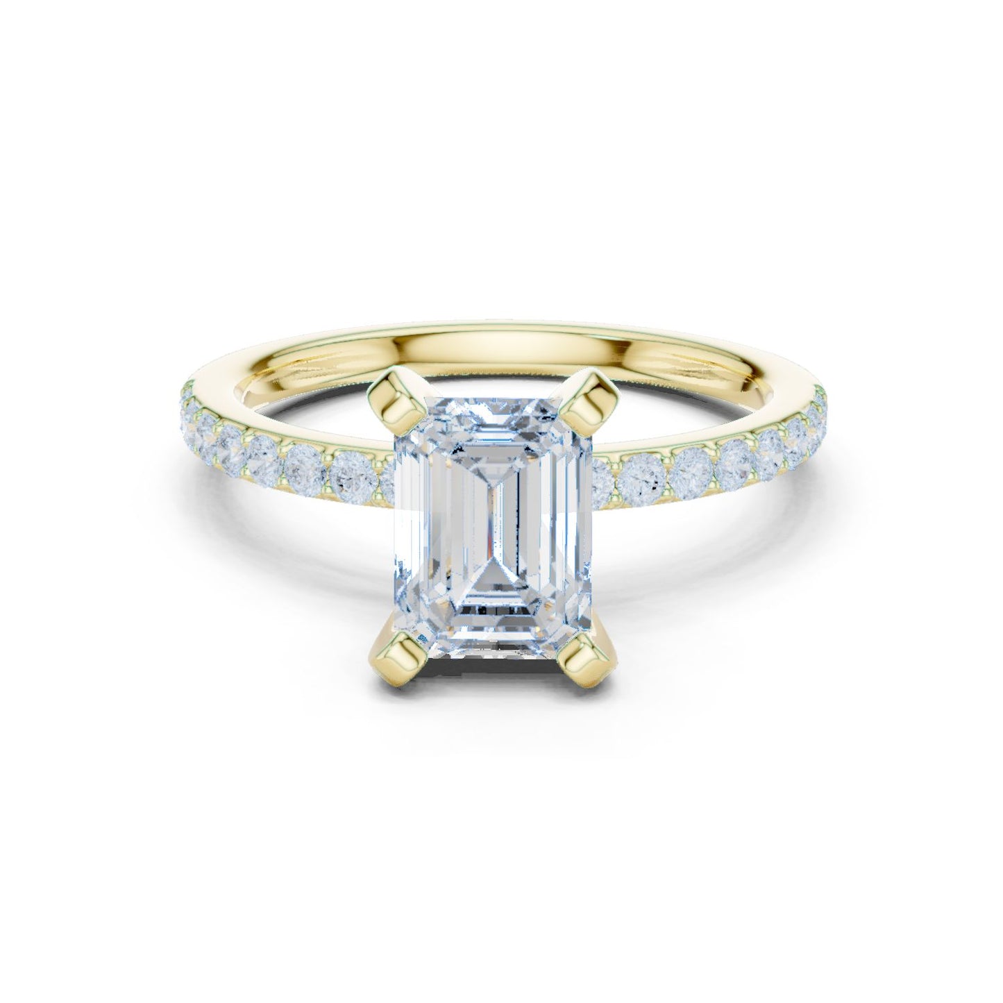 Emerald Lab Grown Diamond Pave Engagement Ring