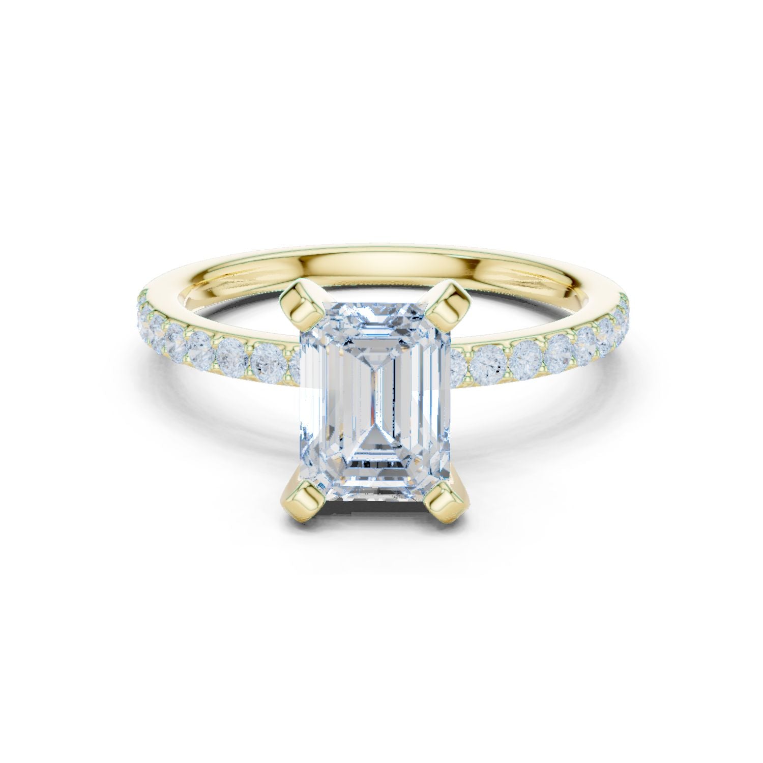 Emerald Lab Grown Diamond Pave Engagement Ring