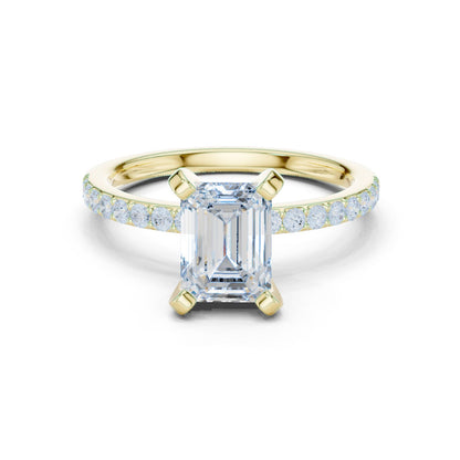 Emerald Lab Grown Diamond Pave Engagement Ring