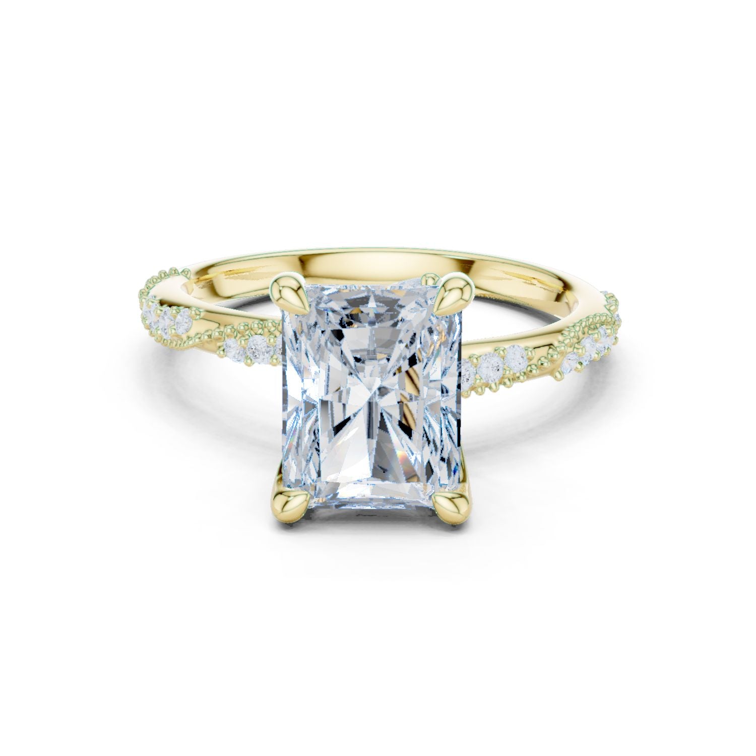 Emerald Lab Grown Diamond Pave Engagement Ring