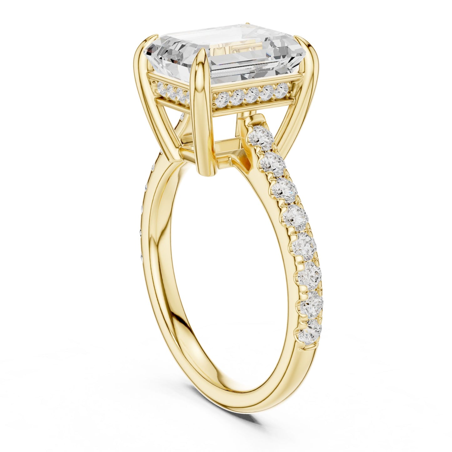 Emerald Lab Grown Diamond Pave Engagement Ring