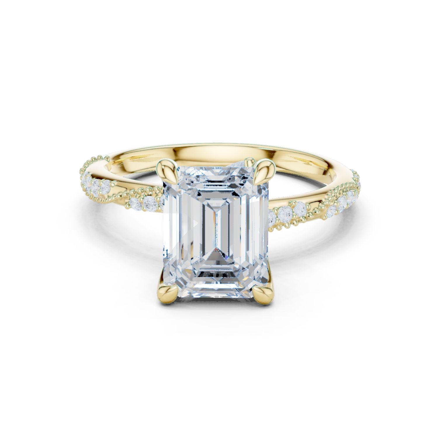 Emerald Lab Grown Diamond Pave Engagement Ring