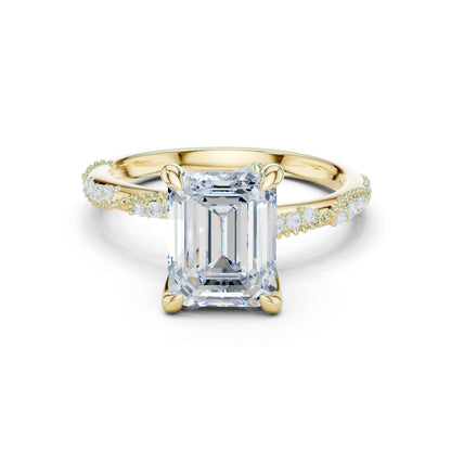 Emerald Lab Grown Diamond Pave Engagement Ring