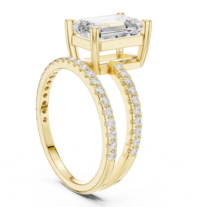 Emerald Lab Grown Diamond Pave Engagement Ring
