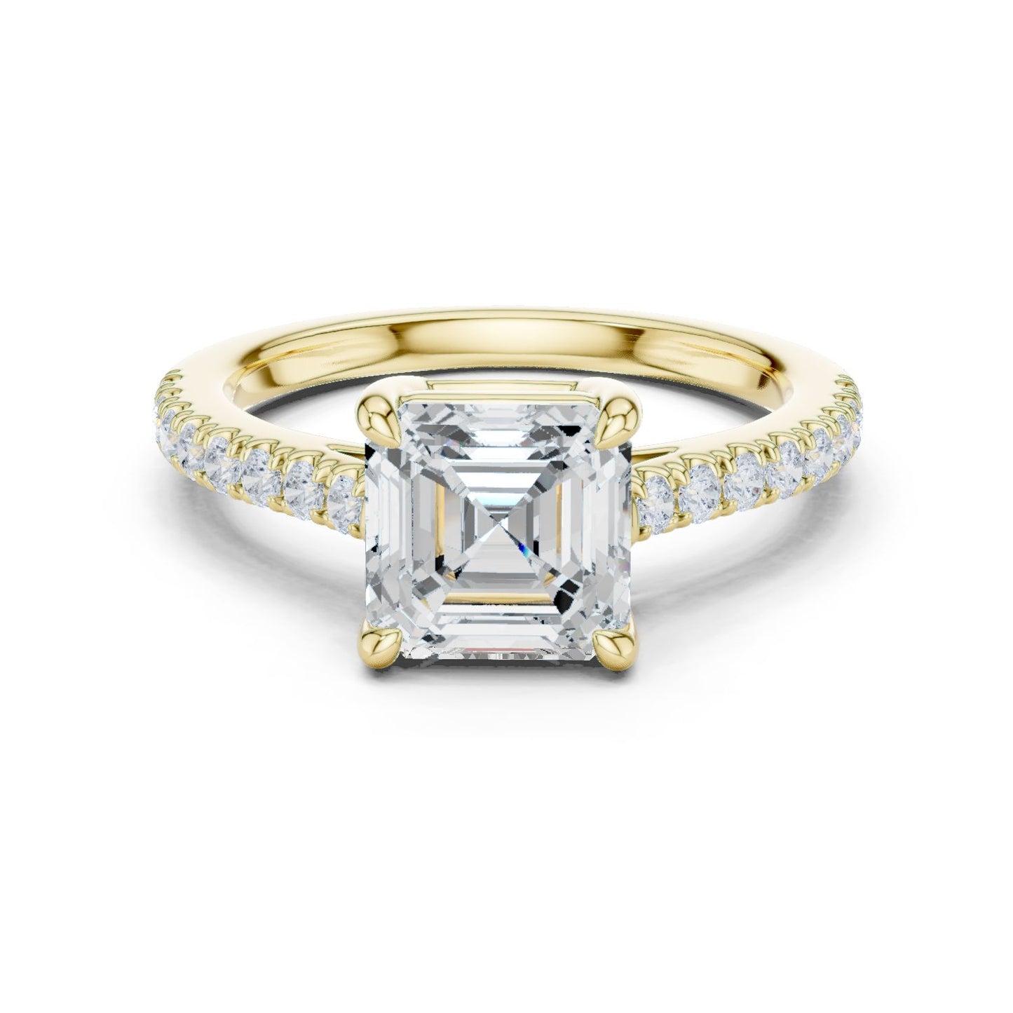 Emerald Lab Grown Diamond Pave Engagement Ring