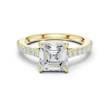 Emerald Lab Grown Diamond Pave Engagement Ring
