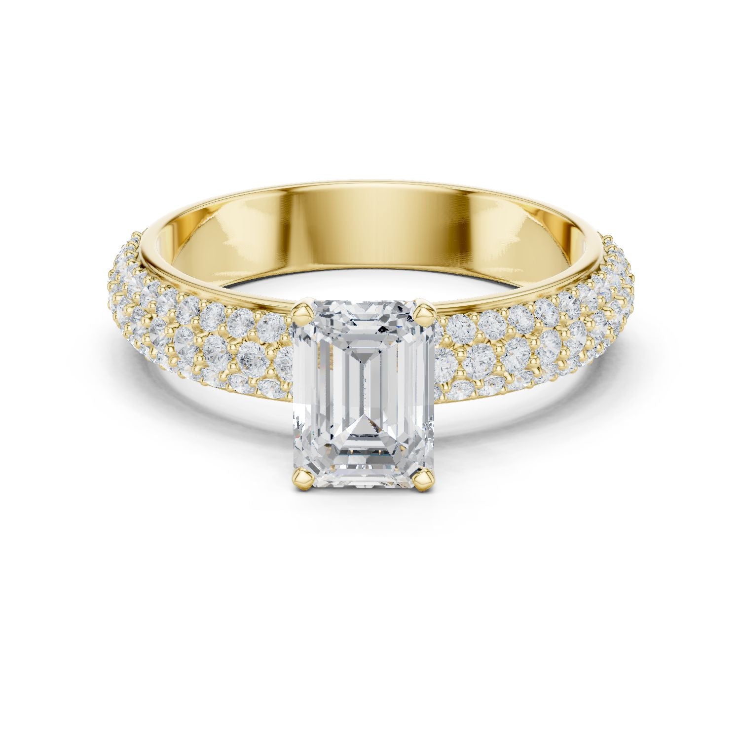 Emerald Lab Grown Diamond Pave Engagement Ring
