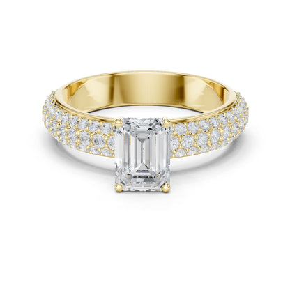 Emerald Lab Grown Diamond Pave Engagement Ring