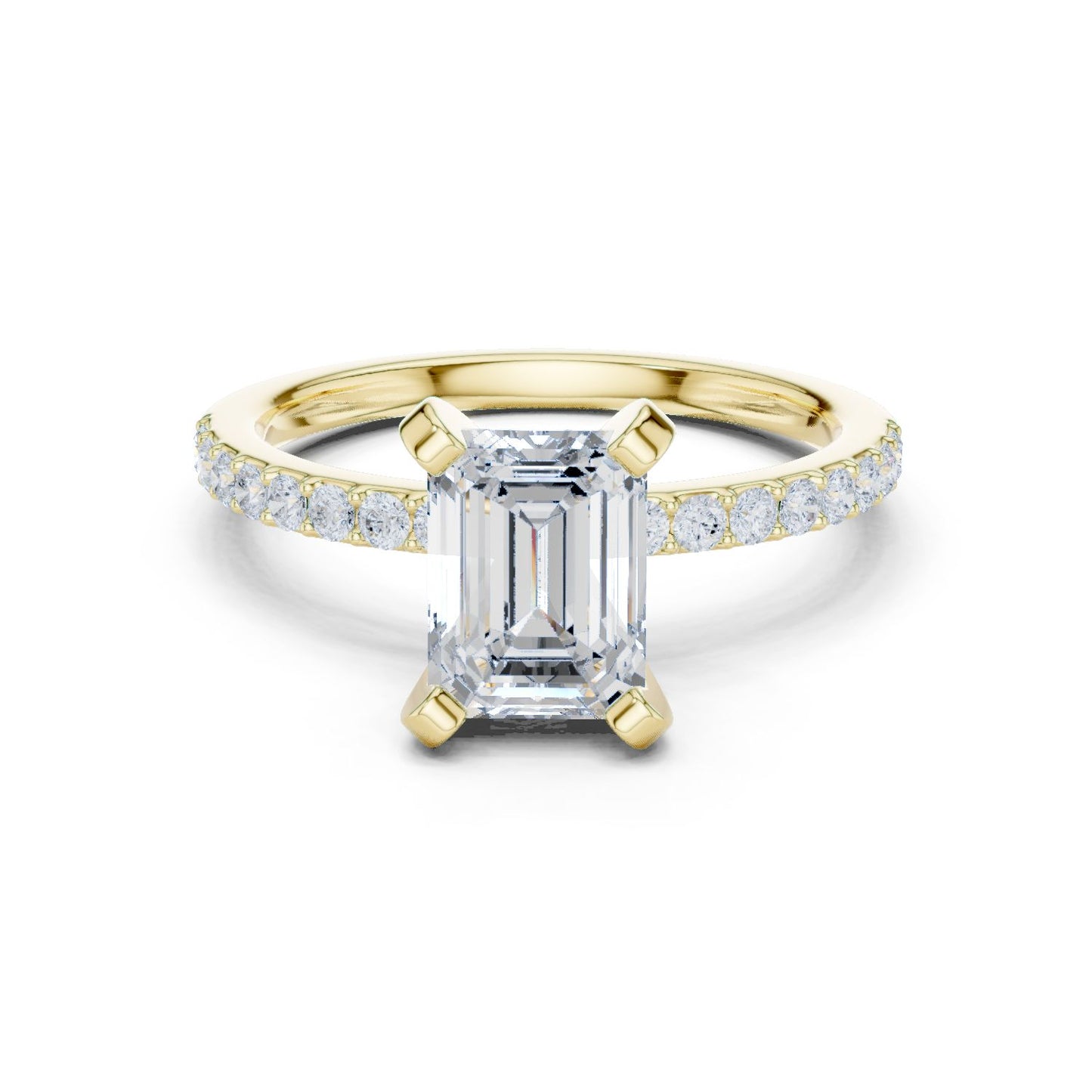 Emerald Lab Grown Diamond Pave Engagement Ring