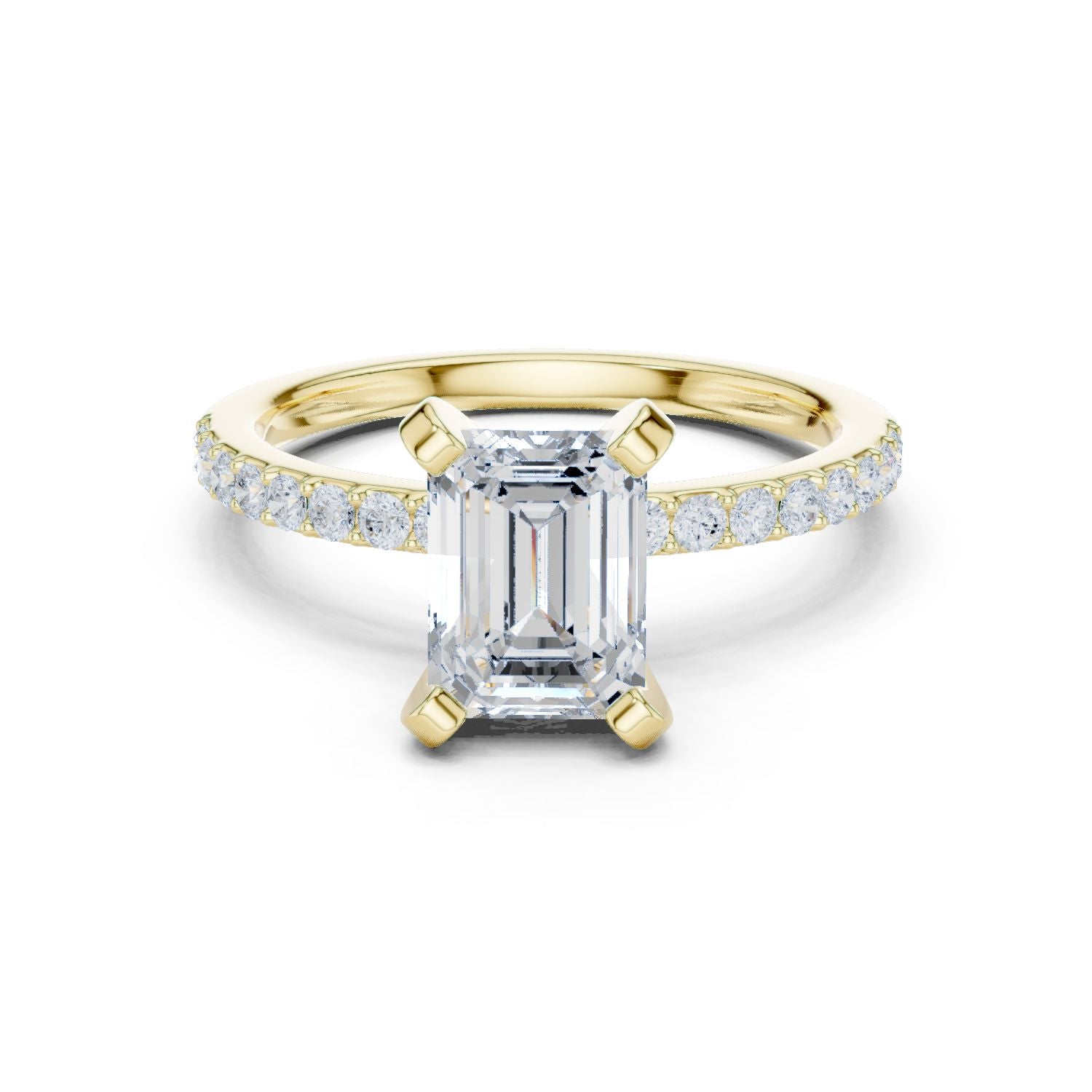 Emerald Lab Grown Diamond Pave Engagement Ring