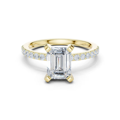 Emerald Lab Grown Diamond Pave Engagement Ring