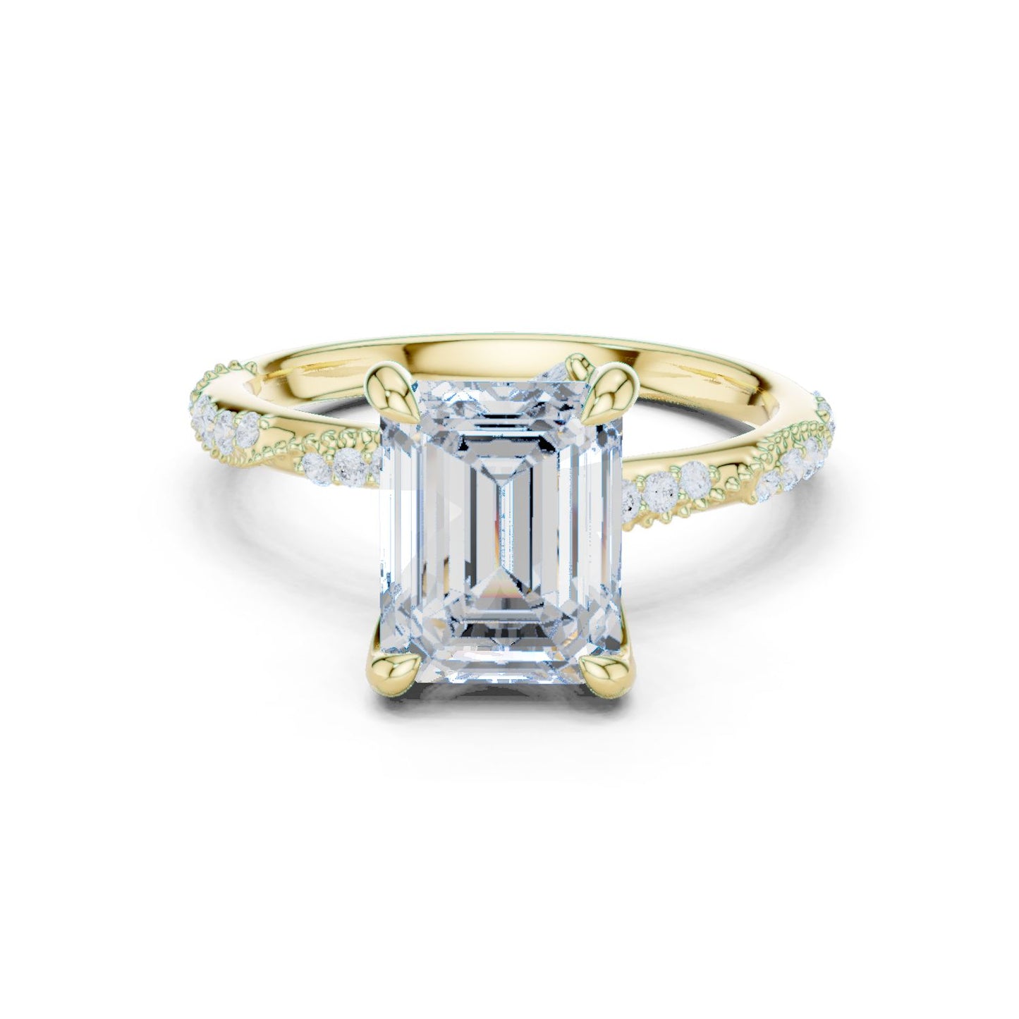Emerald Lab Grown Diamond Pave Engagement Ring