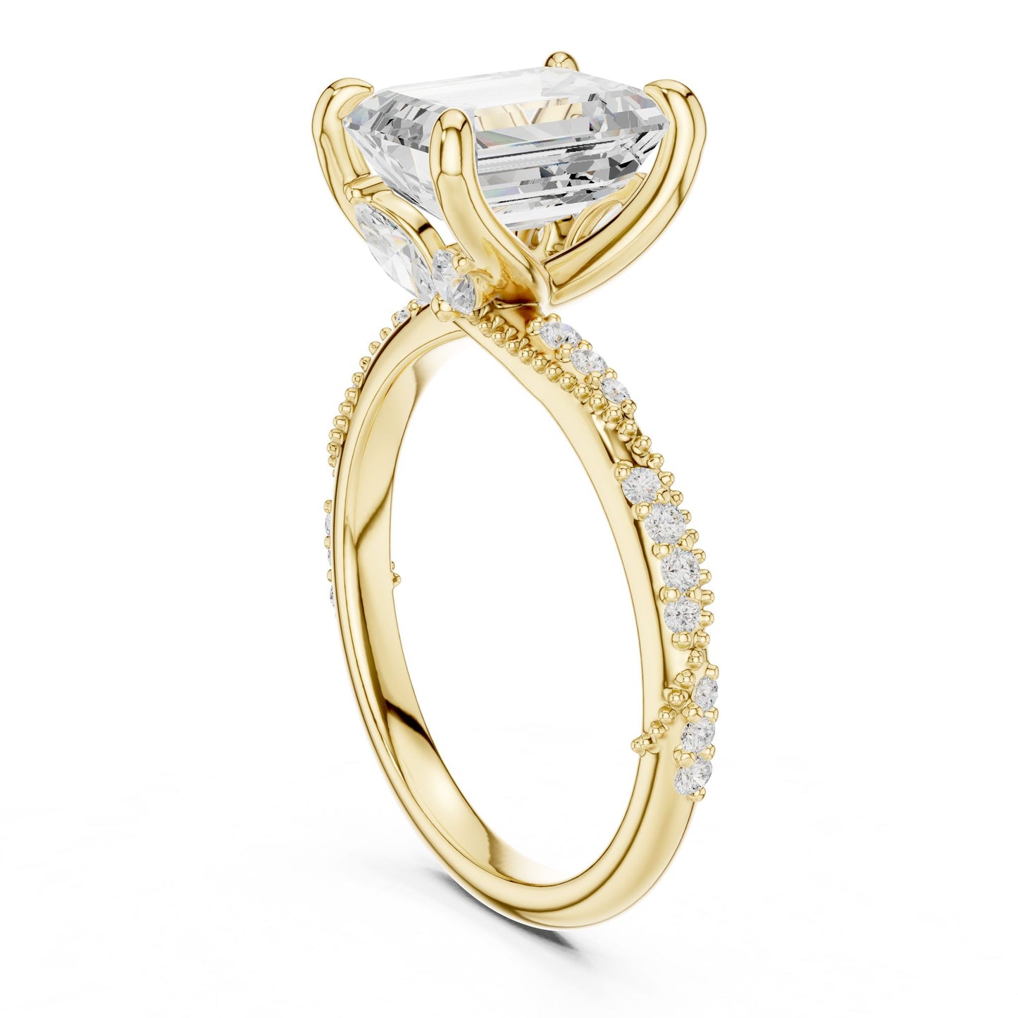 Emerald Lab Grown Diamond Pave Engagement Ring