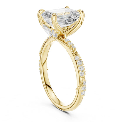 Emerald Lab Grown Diamond Pave Engagement Ring
