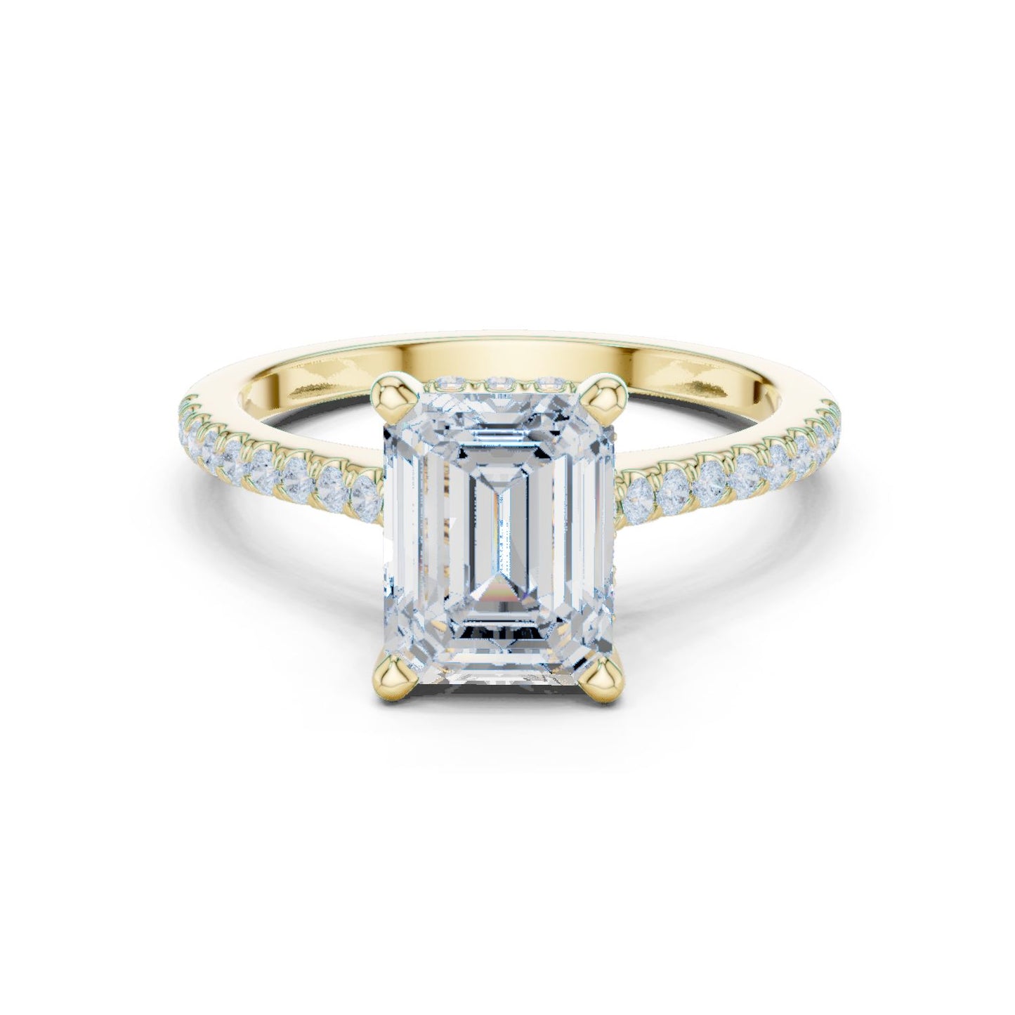 Emerald Lab Grown Diamond Pave Engagement Ring