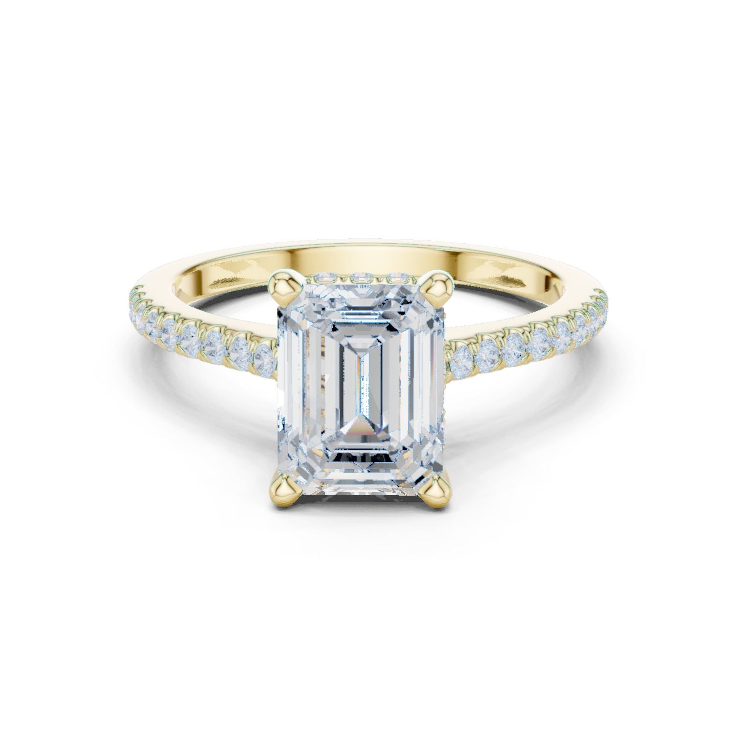 Emerald Lab Grown Diamond Pave Engagement Ring