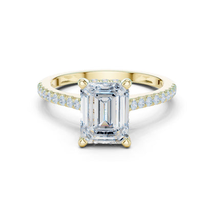 Emerald Lab Grown Diamond Pave Engagement Ring