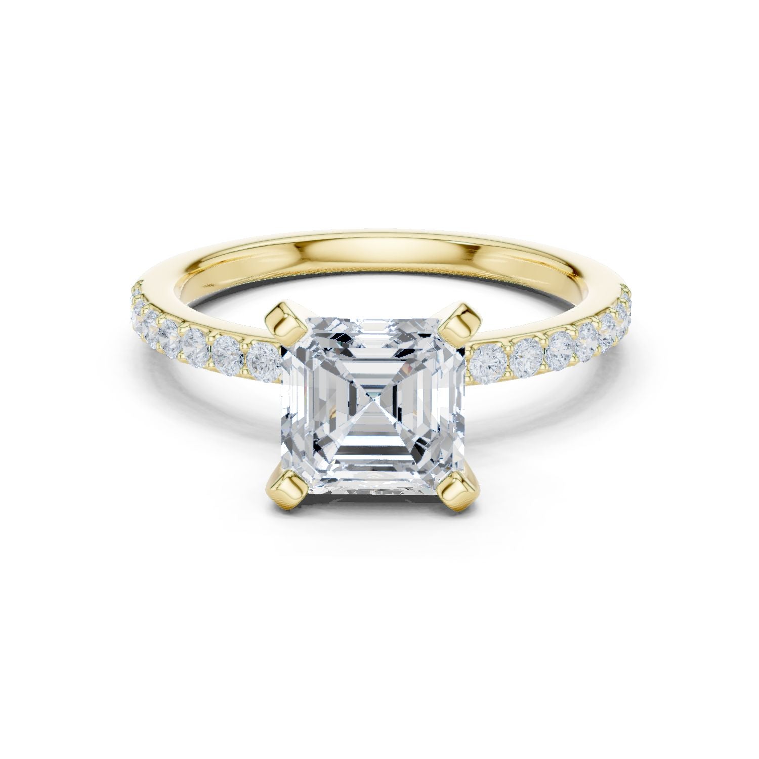 Emerald Lab Grown Diamond Pave Engagement Ring