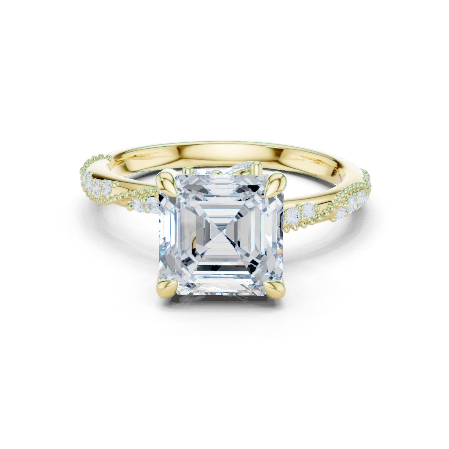 Emerald Lab Grown Diamond Pave Engagement Ring