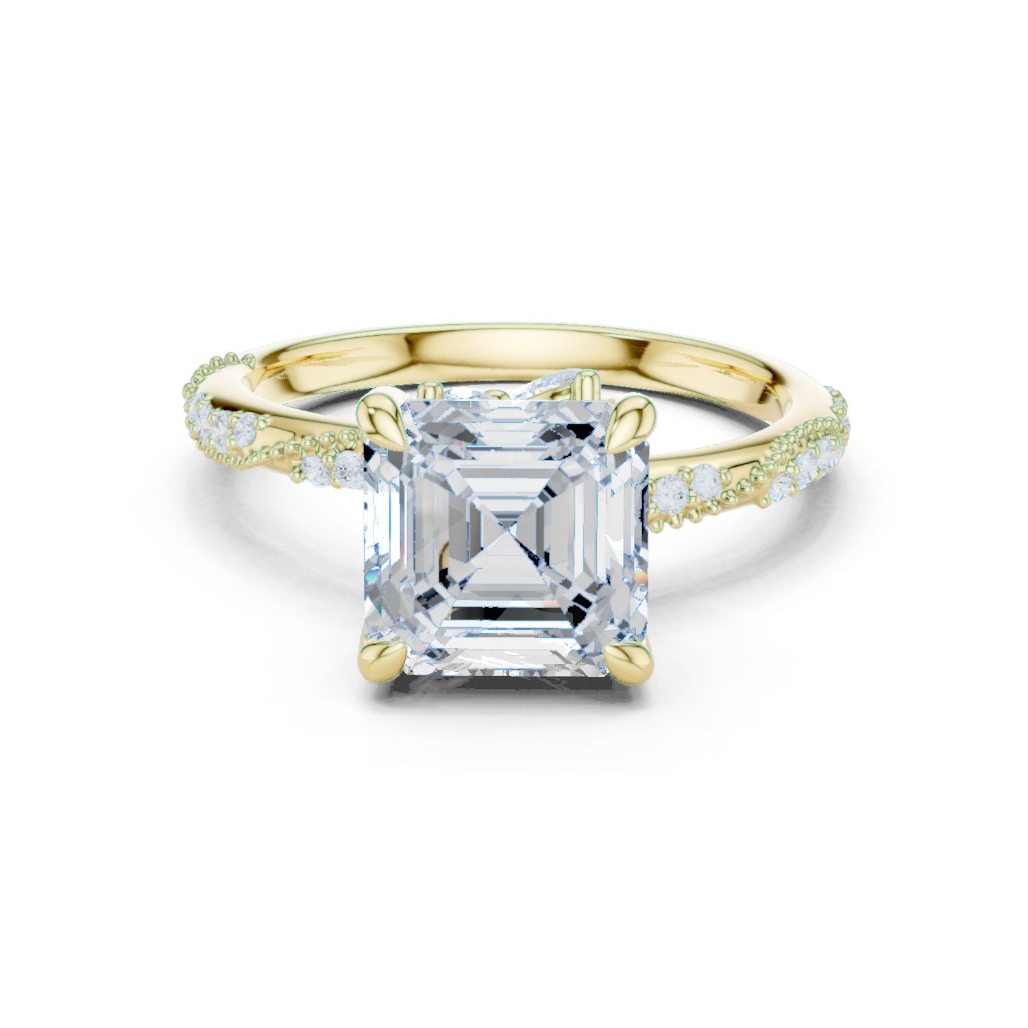 Emerald Lab Grown Diamond Pave Engagement Ring
