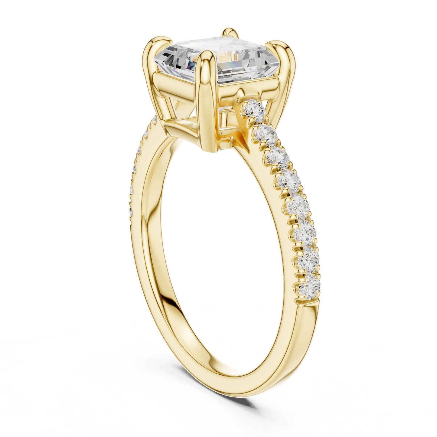Emerald Lab Grown Diamond Pave Engagement Ring