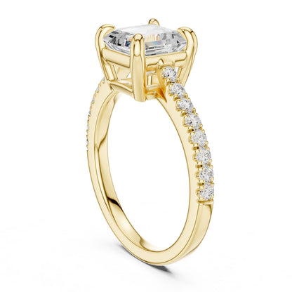 Emerald Lab Grown Diamond Pave Engagement Ring