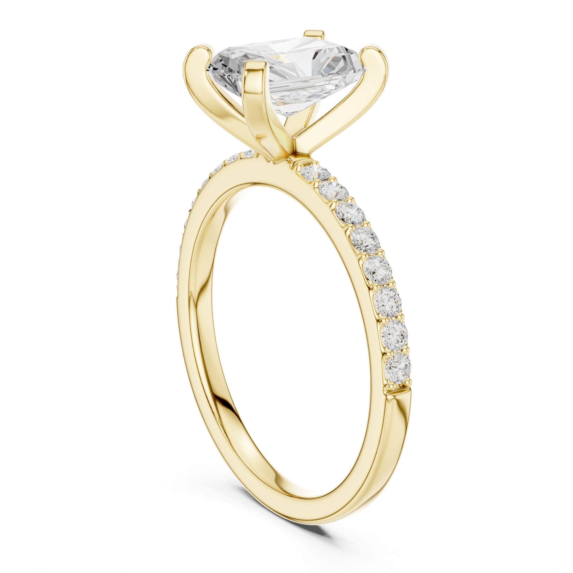 Emerald Lab Grown Diamond Pave Engagement Ring