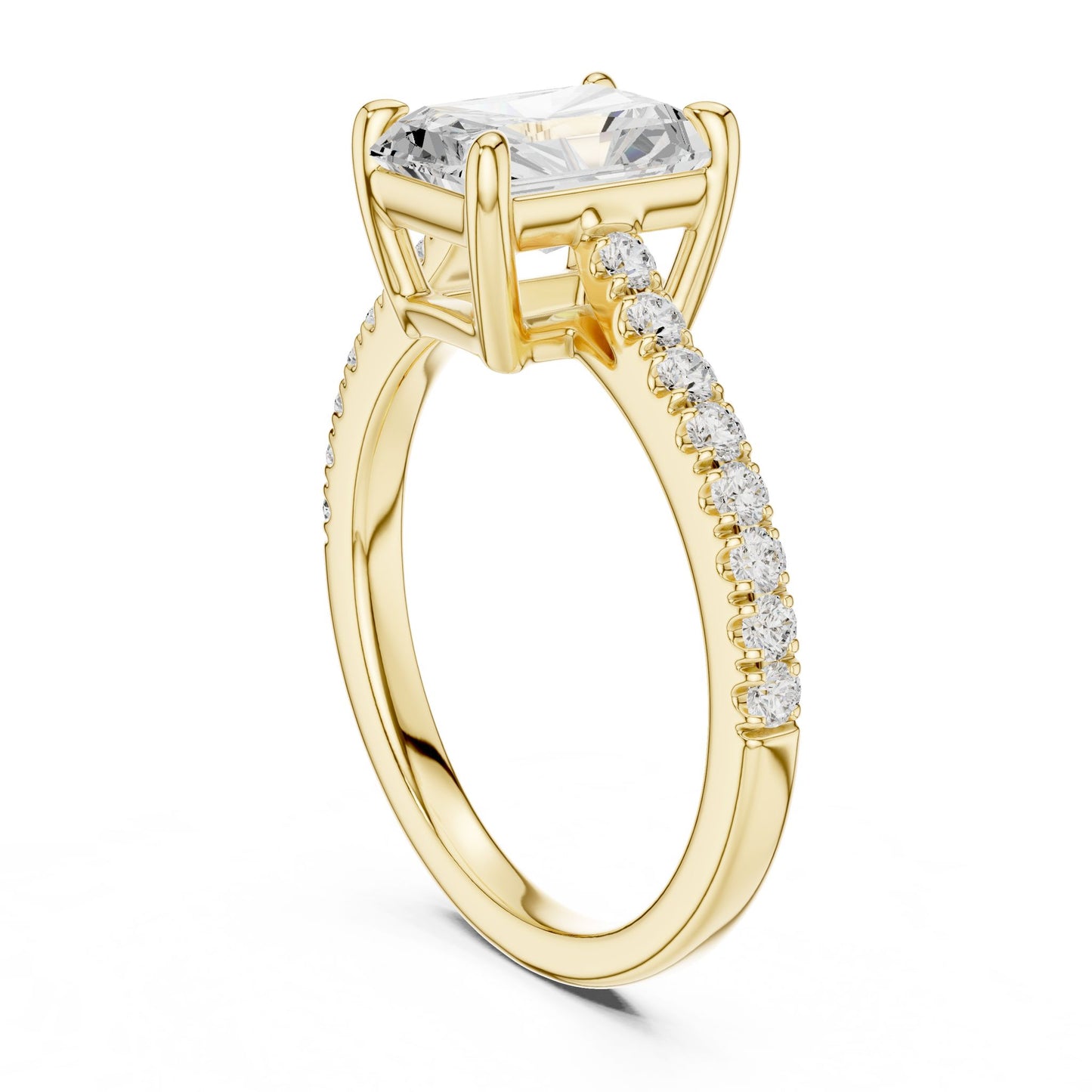 Emerald Lab Grown Diamond Pave Engagement Ring