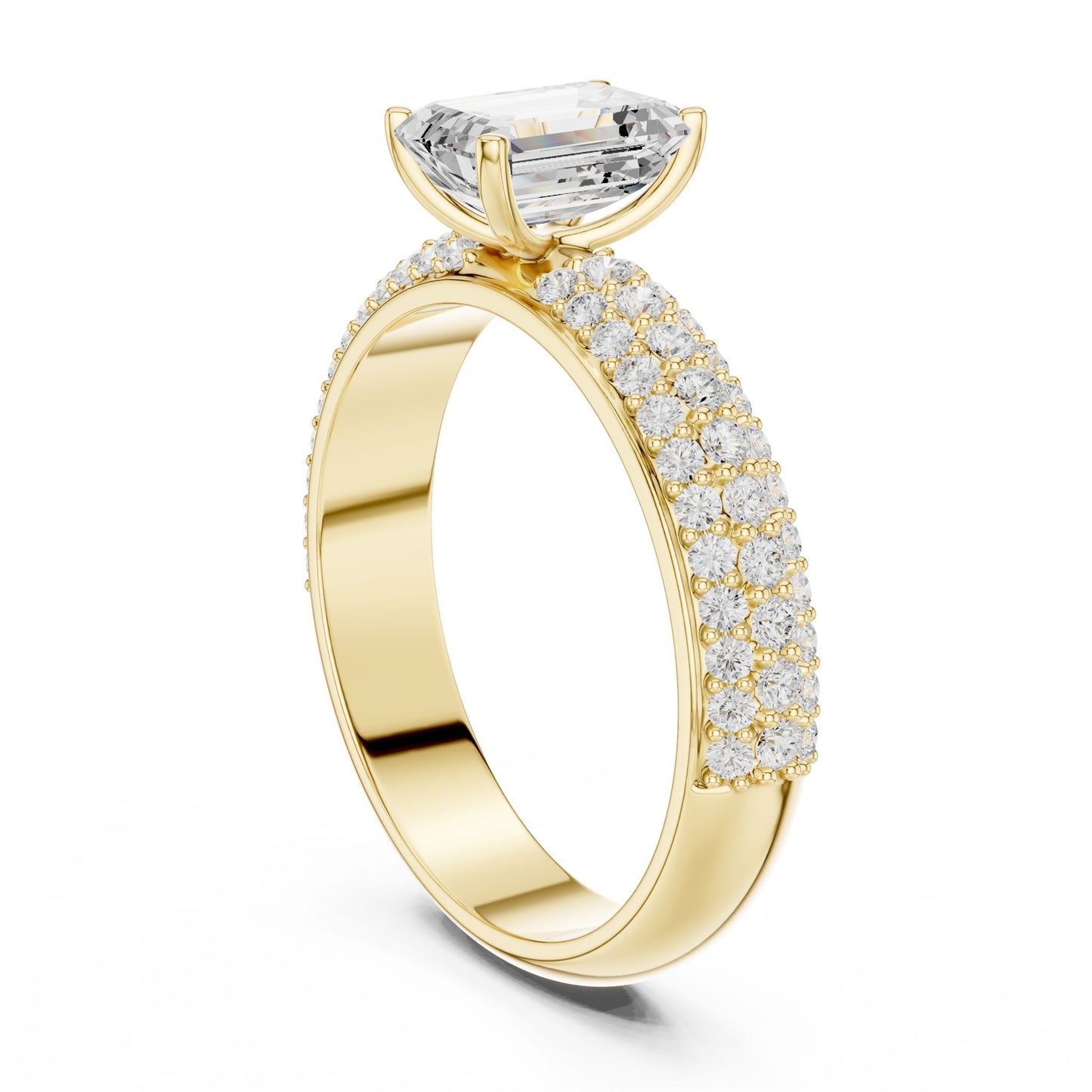 Emerald Lab Grown Diamond Pave Engagement Ring