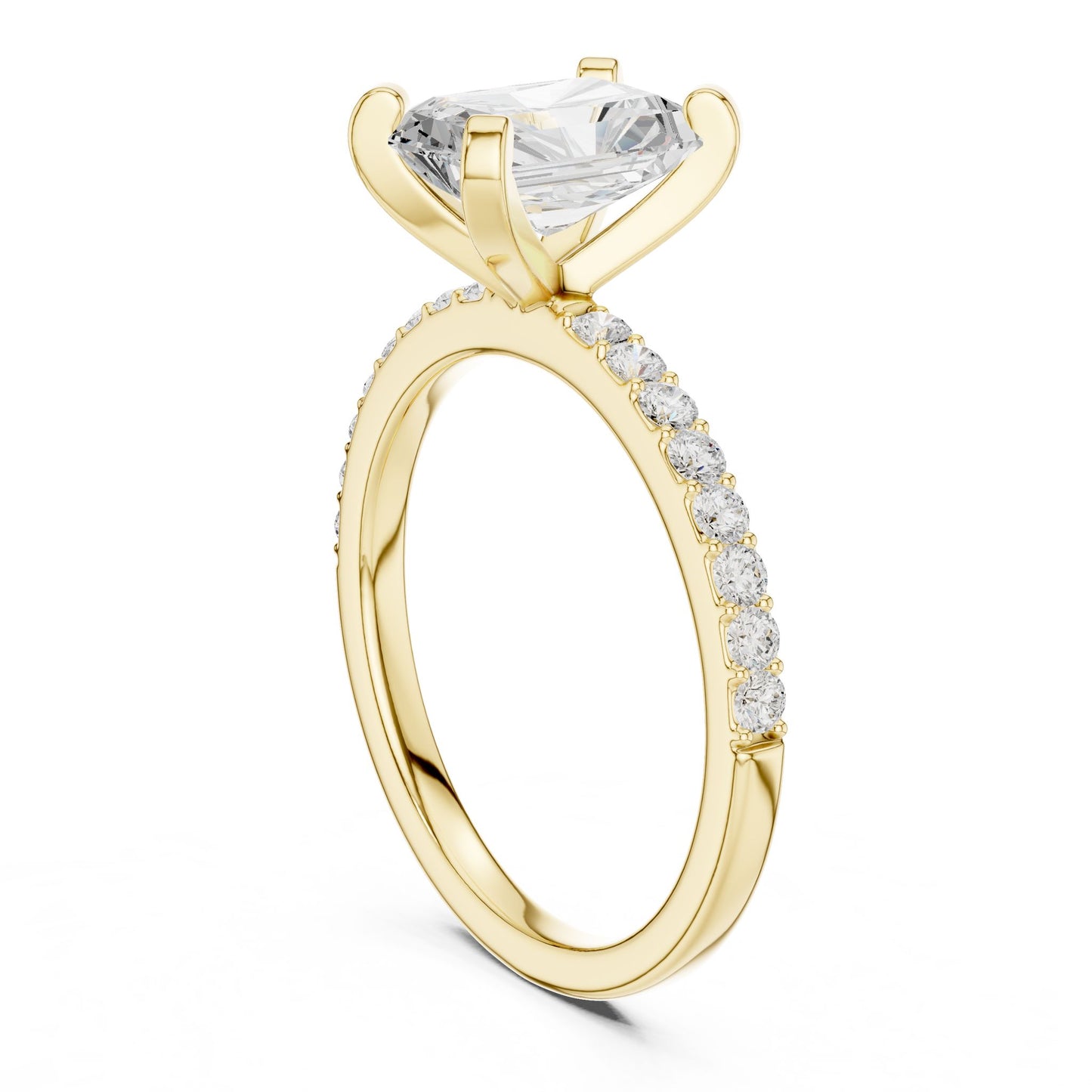Emerald Lab Grown Diamond Pave Engagement Ring