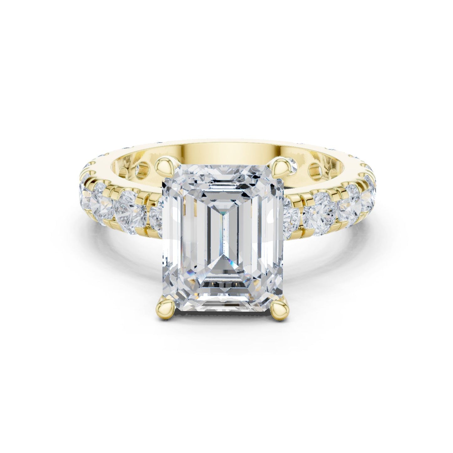 Emerald Lab Grown Diamond Pave Engagement Ring