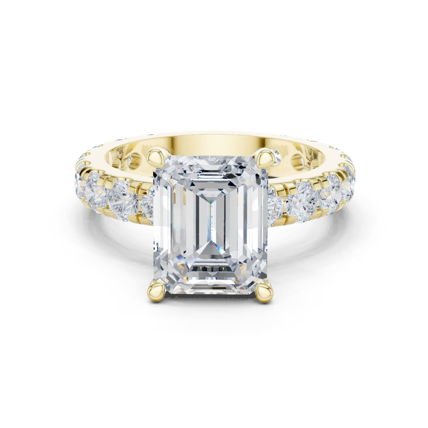 Emerald Lab Grown Diamond Pave Engagement Ring