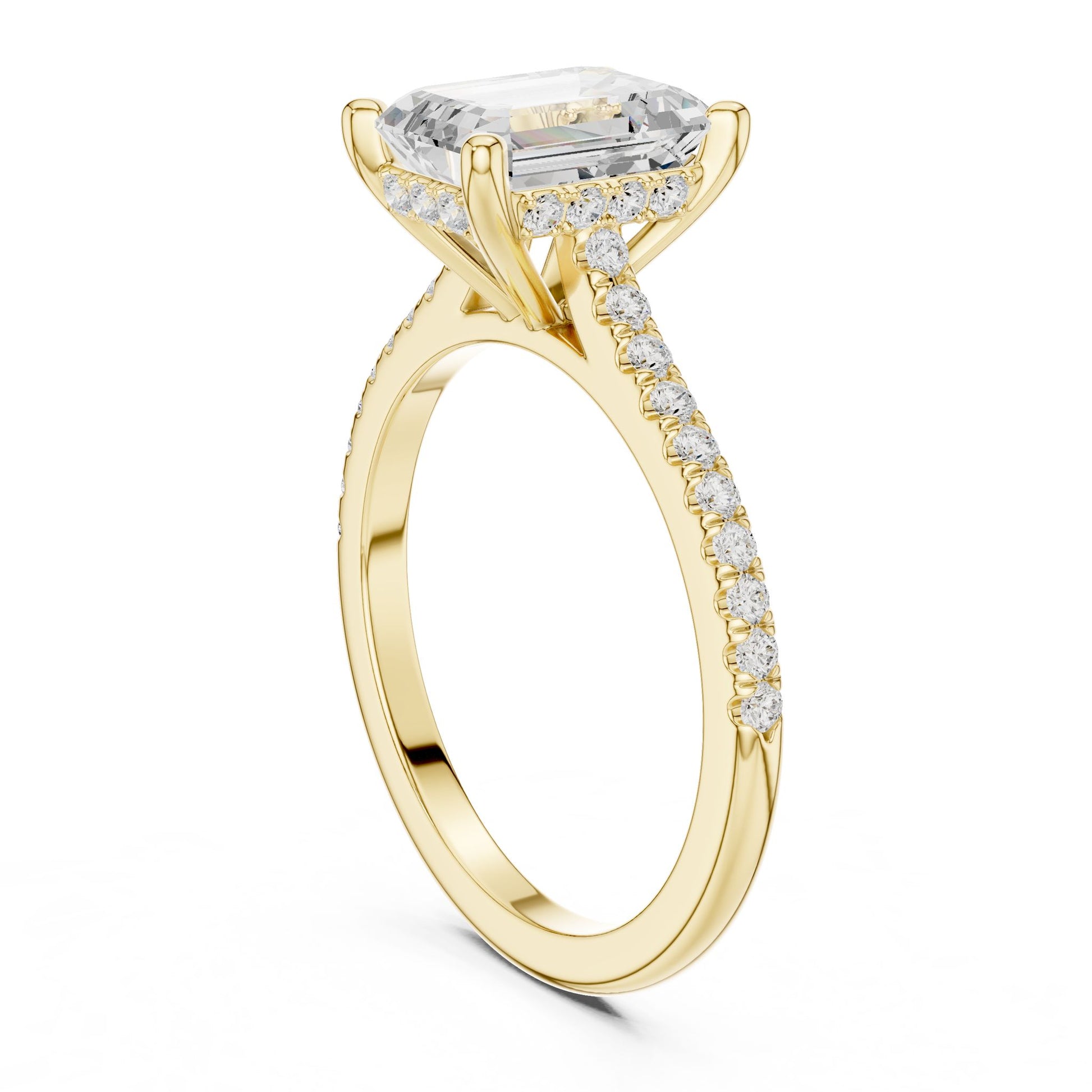 Emerald Lab Grown Diamond Pave Engagement Ring