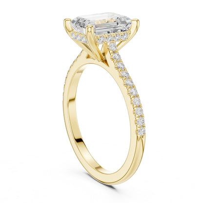 Emerald Lab Grown Diamond Pave Engagement Ring