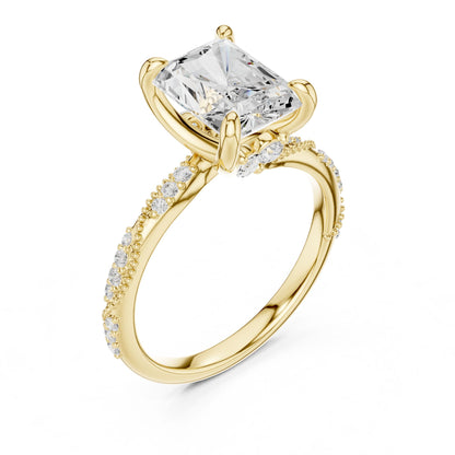Emerald Lab Grown Diamond Pave Engagement Ring